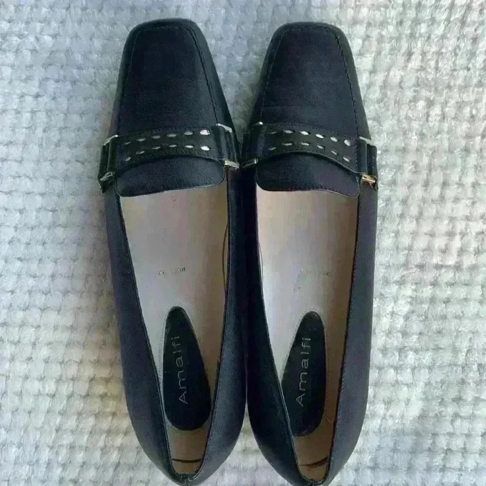 Amalfi black leather loafer sz 8 slip on classic minimalist comfortable dressy - Picture 5 of 14